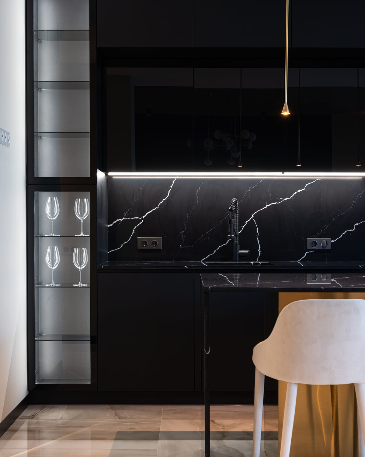 A dark marble pantry and larder
