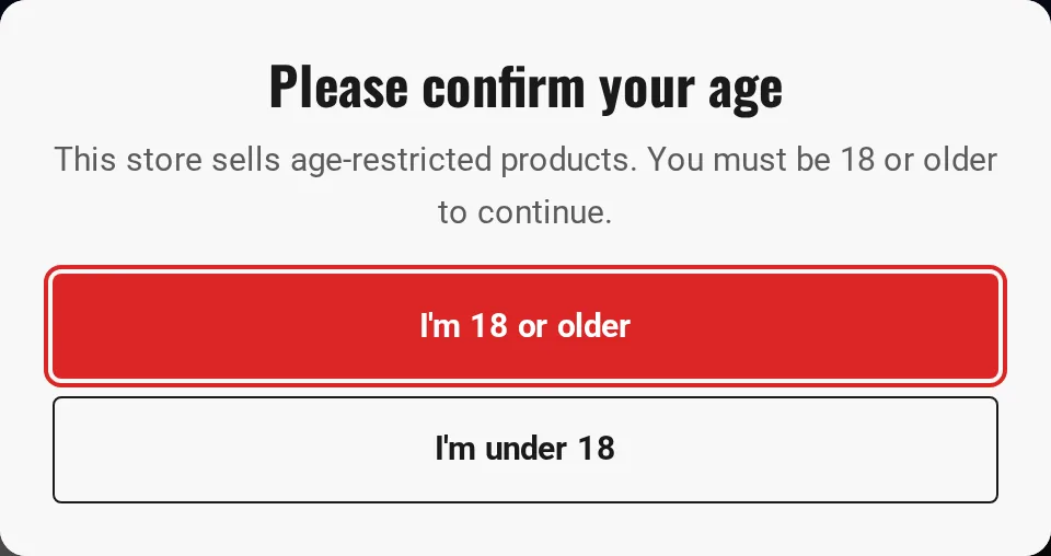 Live demo — Age Verifier on storefront