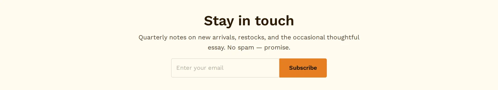 Live demo — Newsletter on storefront