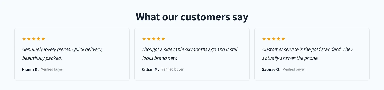 Live demo โ Testimonials on storefront